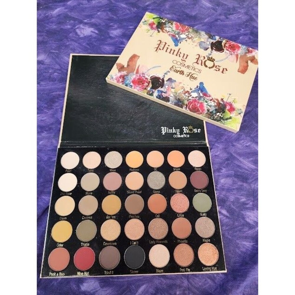 Pinky Rose Cosmetics Earth Hue Eyeshadow Palette 35 Pressed Powder Pan Shades